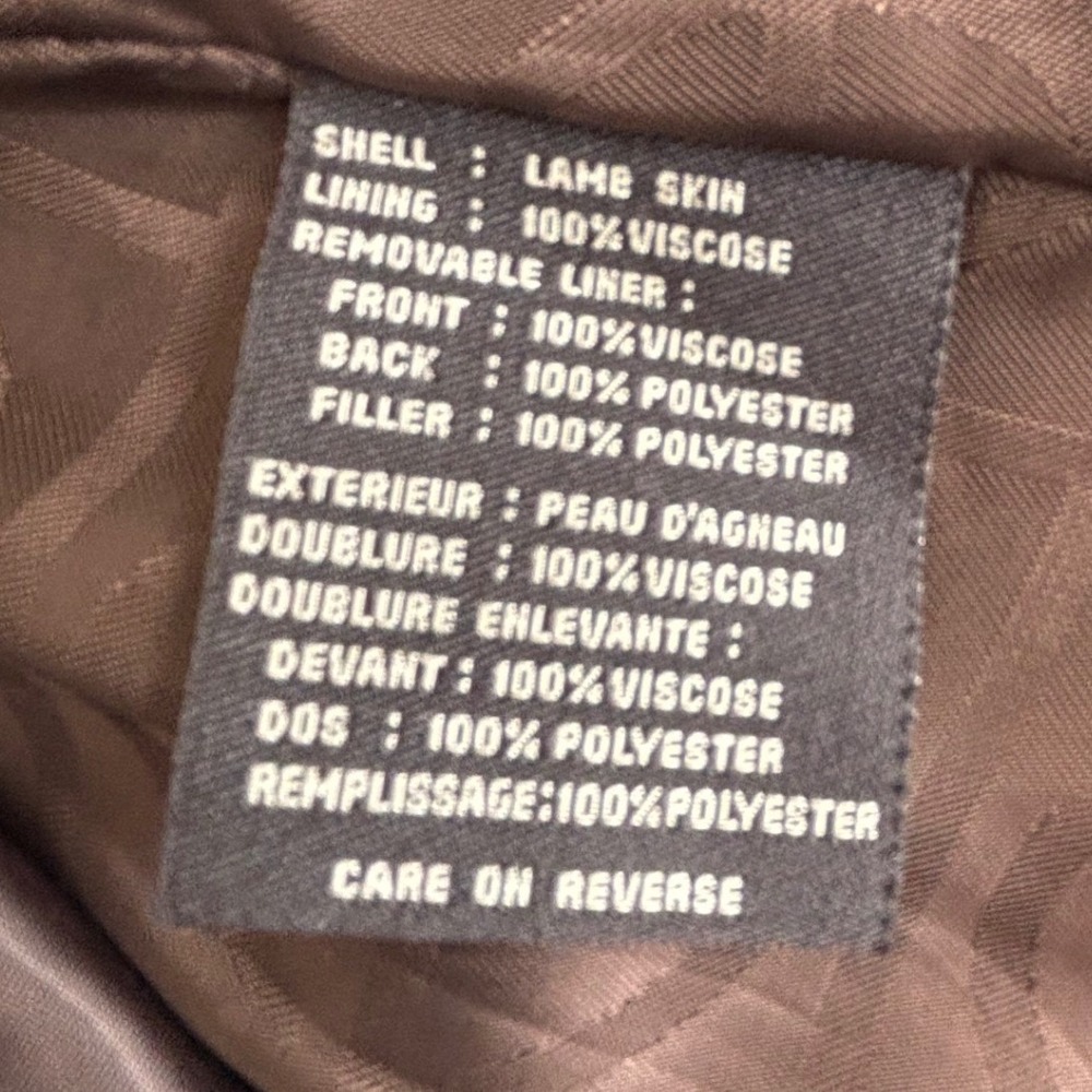 Cole Haan Mens Brown Lambskin Leather Car Coat Jacket Removable Liner Medium - Picture 8 of 15